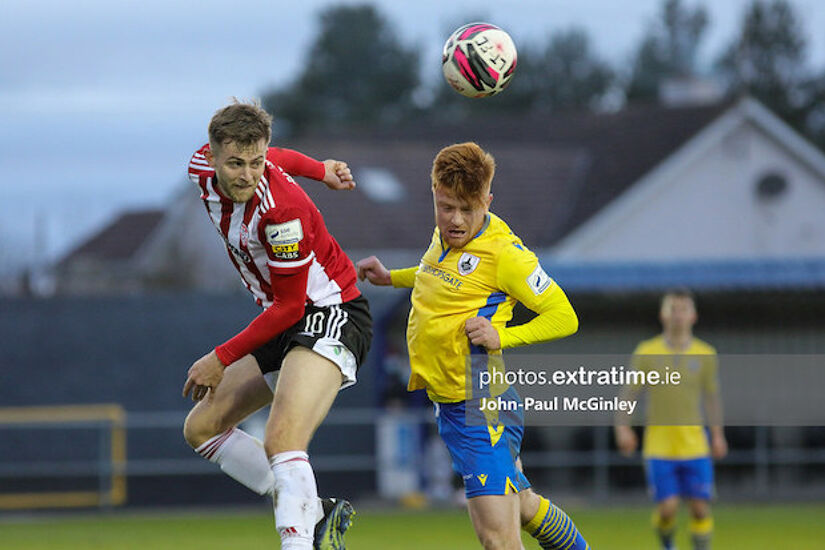 Will Patching playing for Derry City against Longford Town during his loan spell earlier this year
