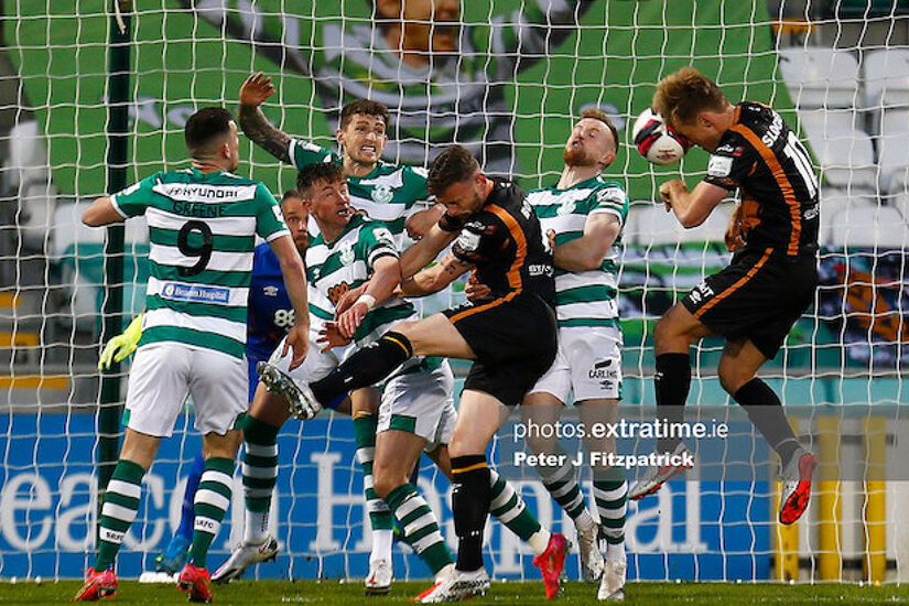 Action from the league game in Tallagher earlier this season between Shamrock Rovers and Dundalk