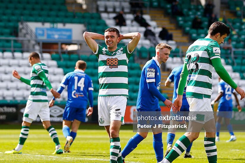Dean Williams in Shamrock Rovers colours against Waterford last May