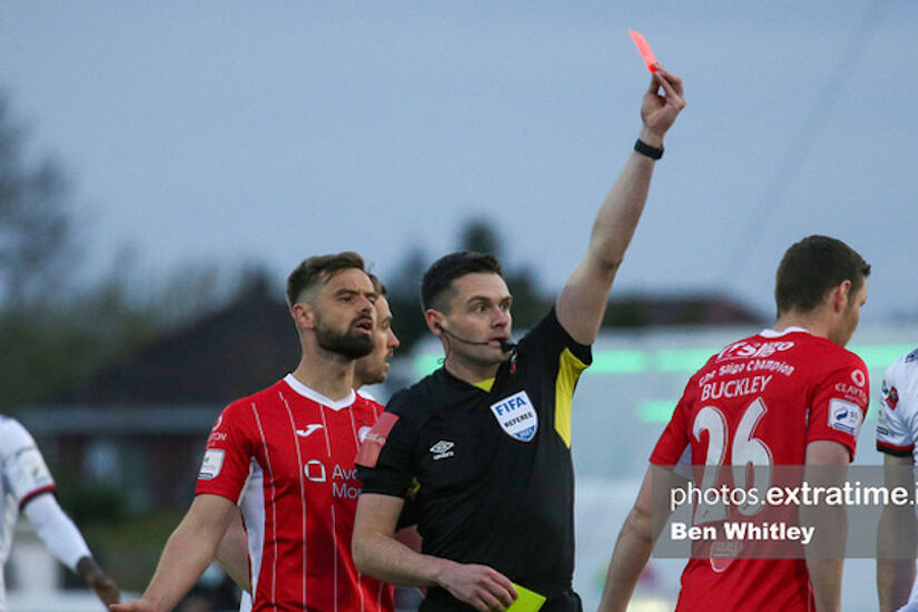 Garry Buckley was sent off in last season's 1-0 away win for the Bit O' Red in Oriel Park last May