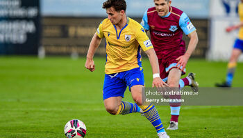 Aaron Dobbs in action for Longford against Drogheda in May