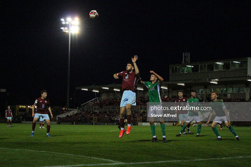 Action from Cork City's 4-0 win over Cobh in August 2021