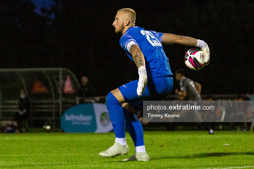 Harry Halwax in action for Cabinteely during their 2-2 draw with Cork City at Stradbrook on Friday, 20 August 2021.