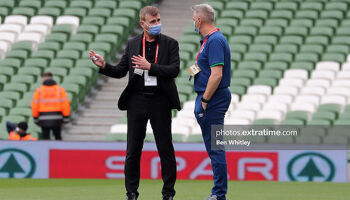 Ireland manager Stephen Kenny and goalkeeping coach Dean Kiely ahead of the World Cup Qualifier match between the Republic of Ireland and Azerbaijan at the Aviva Stadium, on 4 September 2021.