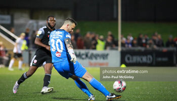 Richard Brush in action against Derry City