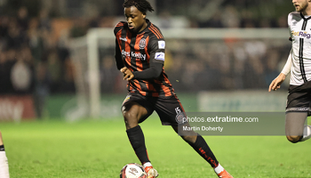 Roland Idowu in action for Bohemians during the 2021 Premier Division season.