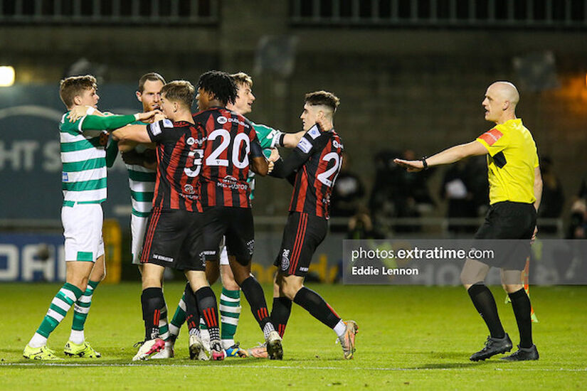 Action from the last Dublin derby between the sides in Tallaght Stadium in October 2020 which finished 1-1