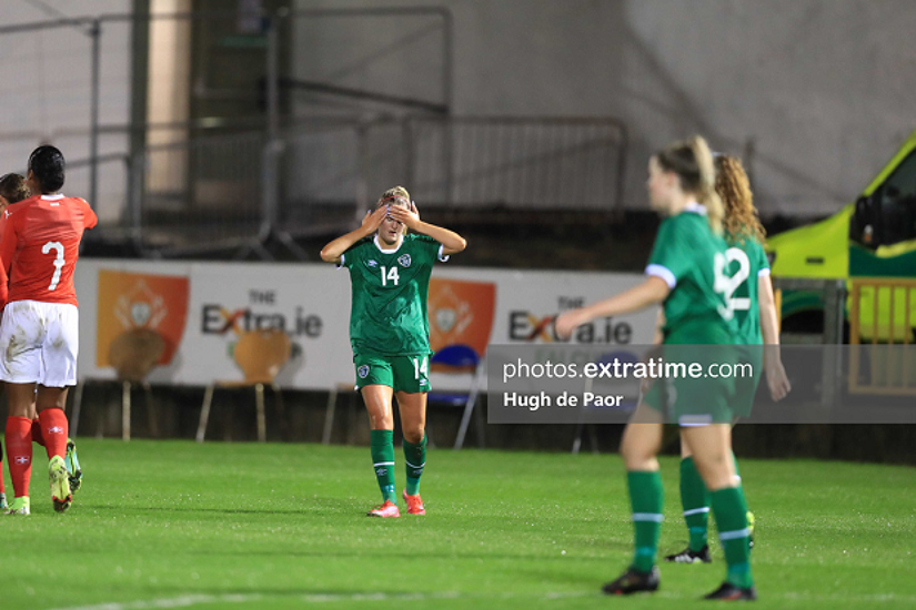 Erin McLaughlin during a Republic of Ireland under 19 match against Switzerland on 23 October 2021.