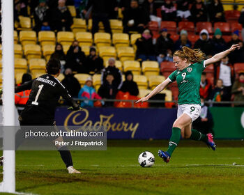 Amber Barrett scoring in Ireland's 11-0 win over Georgia last November