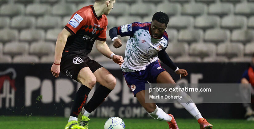 A hat-trick from Tunde Owolabi helped St. Patrick’s to an ultimately comfortable derby victory