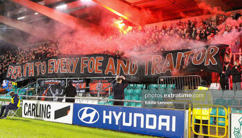 Fan display from the away end in Tallaght last Friday