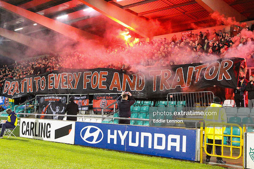 Fan display from the away end in Tallaght last Friday