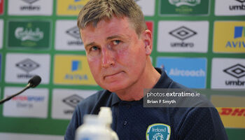 Stephen Kenny speaking at Tuesday's pre-match press conference in the Aviva Stadium ahead of Ukraine game