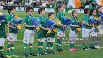 Ireland mascots at Wednesday's game against Ukraine