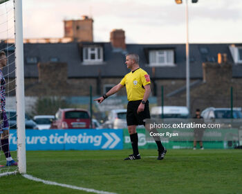 Sean Grant refereeing the Premier Division meeting between Bohemians and Finn Harps on Friday, 15 April 2022.