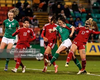 Niamh Fahey nets her first goal for Ireland against Georgia in World Cup qualifying in 2022.