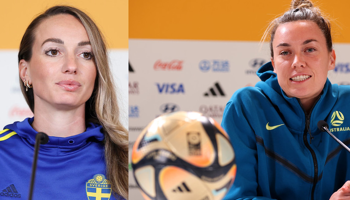 Swedish striker Kosovare Asllani (left) and Australian goalkeeper Mackenzie Arnold