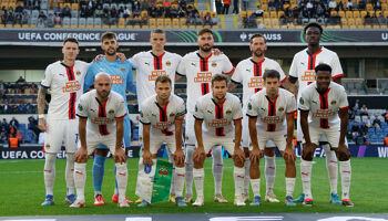 Players of SK Rapid pose for a team photograph prior to the UEFA Conference League 2024/25 League Phase MD1 match between Istanbul Basaksehir FK and SK Rapid at  on October 02, 2024 in Istanbul.