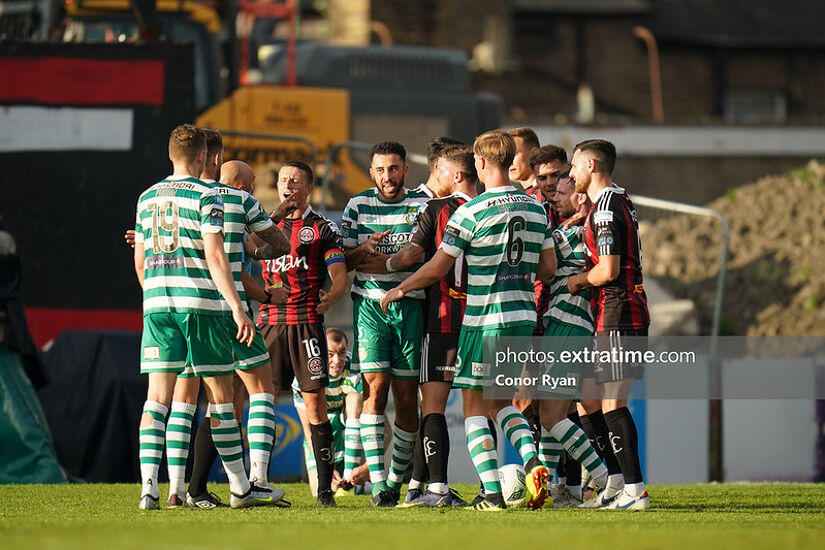 Action for the last Dublin Derby between Bohs and Rovers last June in Dalymount Park in a match that ended 2-2