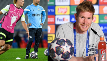 Erling Haaland, Pep Guardiola and Kevin Du Bruyne on the eve of the Champions League final