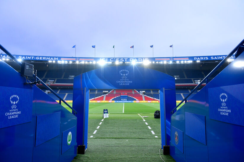 General view inside the stadium prior to the UEFA Women's Champions League Quarter-Final 1st Leg match between Paris Saint-Germain and VfL Wolfsburg last March