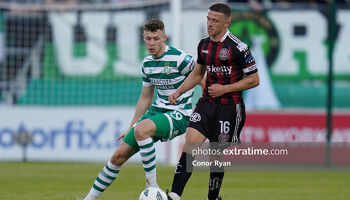 Markus Poom shadows Bohs skipper Keith Buckley in Tallaght last May. The Hoops travel to Dalymount Park next Friday