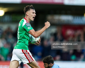 Joe O'Brien Whitmarsh celebrates netting the equaliser for Cork City when they faced Drogheda United at Turners Cross on Friday, 30 June 2023.