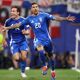 Mattia Zaccagni of Italy celebrates scoring his team's first goal to equalise during the UEFA EURO 2024 group stage match between Croatia and Italy at Football Stadium Leipzig