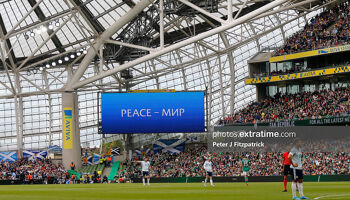 Peace sign on display during Ireland's 3-0 home win over Scotland last June