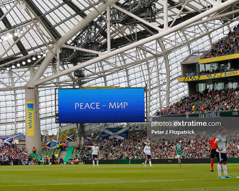 Peace sign on display during Ireland's 3-0 home win over Scotland last June