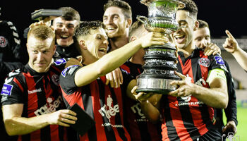 Bohemians have won the Leinster Senior Cup a record 32 times - most recently in 2016 as pictured here with Keith Buckley (centre) holding the trophy