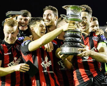 Bohemians have won the Leinster Senior Cup a record 32 times - most recently in 2016 as pictured here with Keith Buckley (centre) holding the trophy