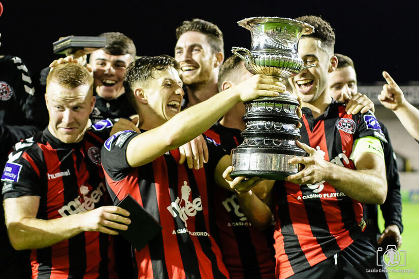 Bohemians have won the Leinster Senior Cup a record 32 times - most recently in 2016 as pictured here with Keith Buckley (centre) holding the trophy