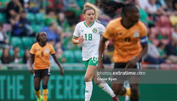 Leanne Kiernan back in action for Ireland in the game in Tallaght against Zambia ahead of the World Cup