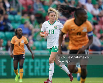 Leanne Kiernan back in action for Ireland in the game in Tallaght against Zambia ahead of the World Cup