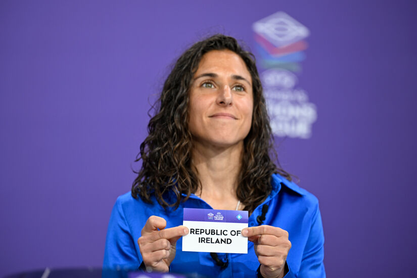 Fiorentina's Spanish striker Vero Boquete draws Ireland out in UEFA Women's Nations League Phase Draw at UEFA HQ in Nyon