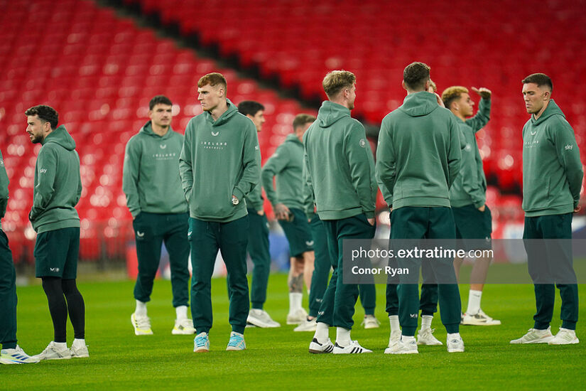 The Ireland players conduct a brief walkabout at Wembley the evening before the UEFA Nations League B Group 2 game between England and the Republic of Ireland 16th November 2024