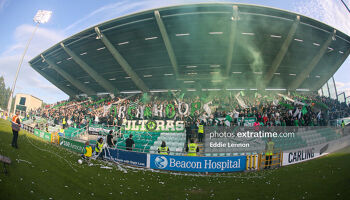 Shamrock Rovers supporters in the South Stand in Tallaght Stadium