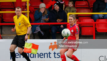 04.03.2023, Tolka Park, Dublin, Leinster, Ireland, SSE Airtricity Women's National League, Shelbourne FC v Cork City FC; Siobhan Killeen of Shelbourne FC crosses the ball