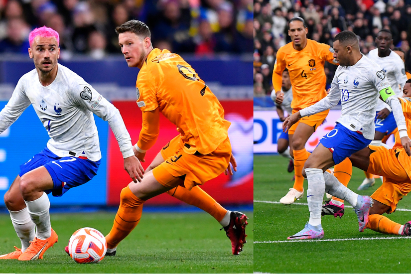 Antoine Griezmann (left) and Kylian Mbappe in action in France's 4-0 home win over the Netherlands last Friday