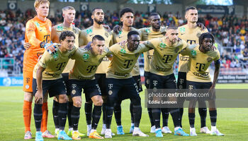 Ferencvaros lining up ahead of their 1-0 second leg defeat to Shamrock Rovers in Tallaght last season