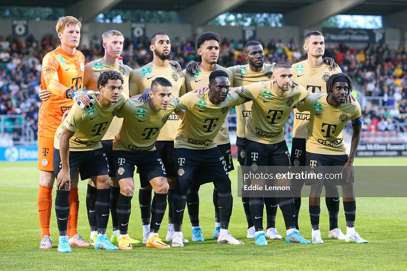 Ferencvaros lining up ahead of their 1-0 second leg defeat to Shamrock Rovers in Tallaght last season