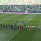 Ferencvaros and Shamrock Rovers lineup ahead of kick off in Fradi's 4-0 win over the Hoops in Budapest in July 2023