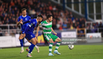 Aaron Greene on the ball for Shamrock Rovers in their 2-1 win in Waterford last August