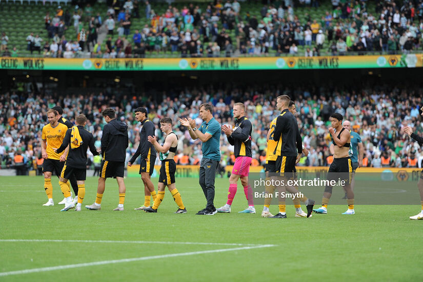 Julen Lopetegui and his former charges in the Aviva Stadium