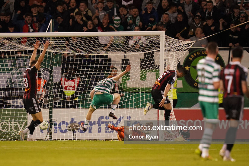 Rory Gaffney scores Shamrock Rovers' second goal late on in Tallaght