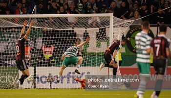 Rory Gaffney scores Shamrock Rovers' second goal late on in Tallaght