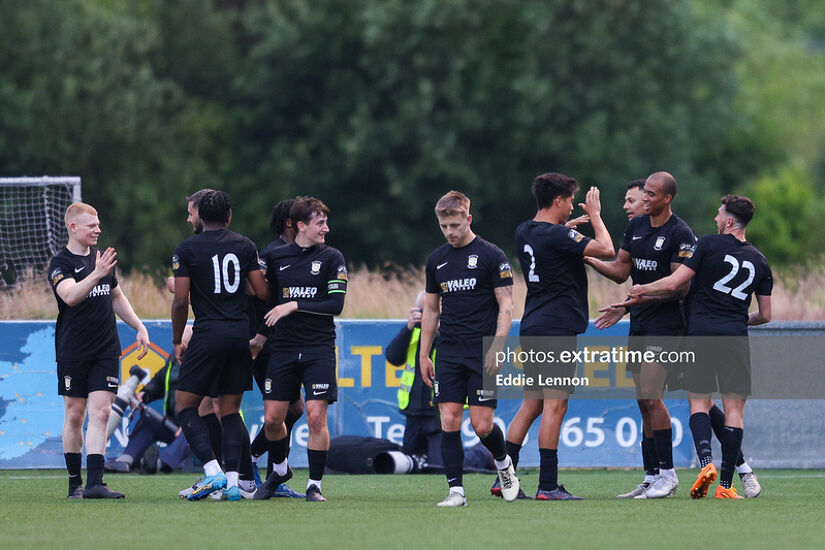 Athlone Town celebrate as they ease past rivals Longford Town 4-1