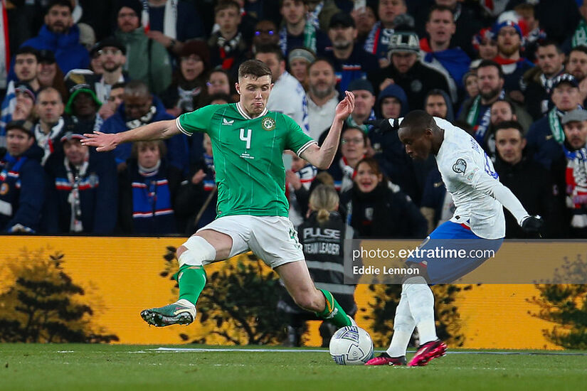 Dara O'Shea in action against France