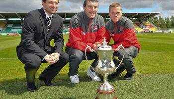 Ian Foster  with Jason Byrne and Simon Madden during his tenure with Dundalk